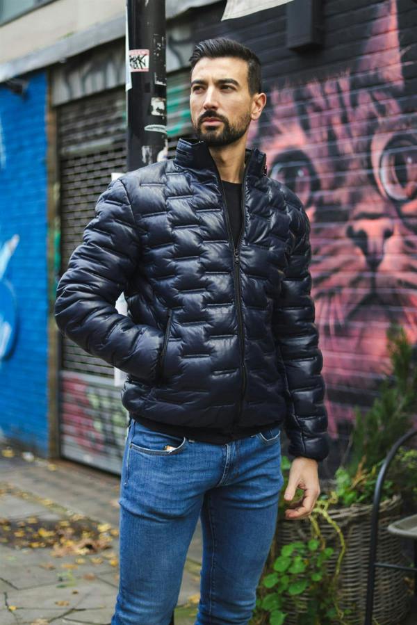 Infinity Leather Men's Puffer Quilted Bomber Leather Jacket - Recife