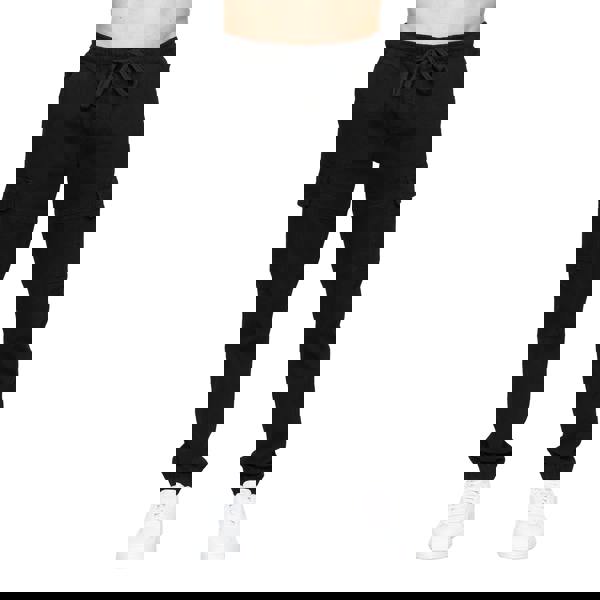 Crosshatch Mens Malimore Cuffed Ankle Cargo Jeans - Solid Black