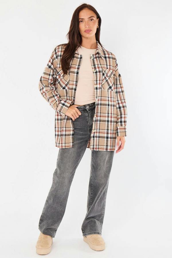 Elaina Fashion Oversized Checkered Shirt