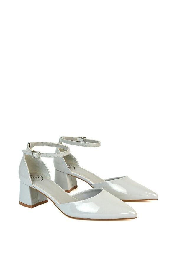 XY LONDON Low Block Heel Court Shoes With Pointed Toe