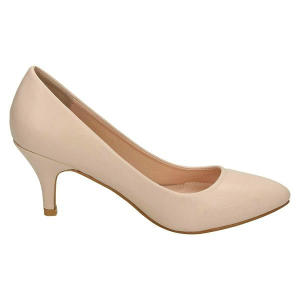 Spot On Ladies Spot On Mid Heel Pointed Toe Court Shoes