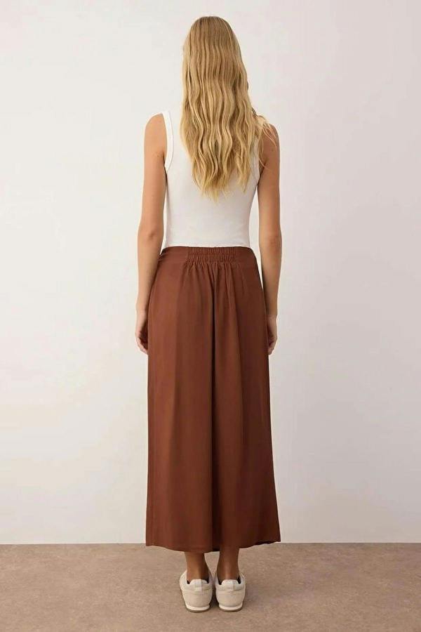 WOVCOR Double Breasted Maxi Length Woven Skirt with Tie Detail