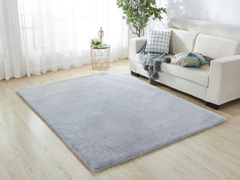 A.Unique Home Luxury Faux Fur Rabbit Rug - 1200GSM - Silver - (100x150cm)