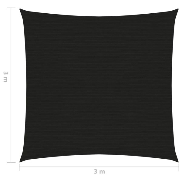 Berkfield Sunshade Sail 160 g/m�__ Black 3x3 m HDPE