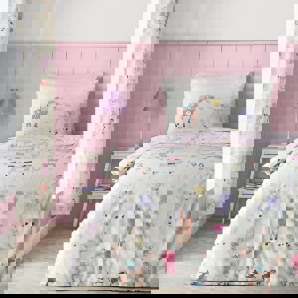 Catherine Lansfield Happy Horses Reversible Duvet Cover Set Cream