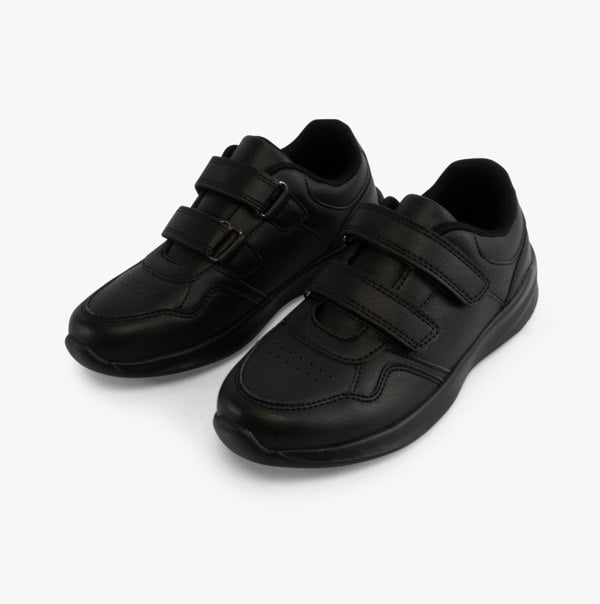Hush Puppies MARLING Unisex Leather School Trainers Black