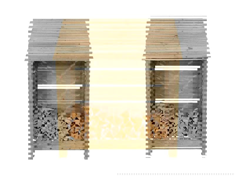 Arbor Garden Solutions Slatted Wooden Log Store W-119cm, H-126cm Or 180cm, D-88cm