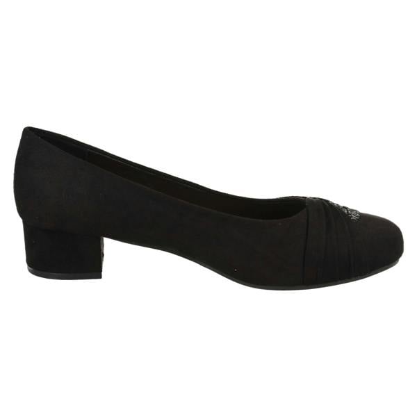 Spot On Ladies Spot On Block Heel Wide Fit Formal Satin Bow Court Shoes  F90153