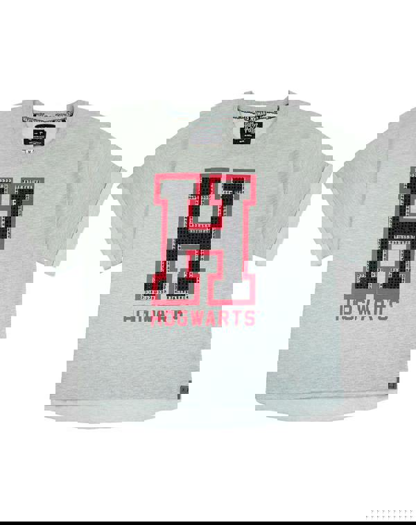 Harry Potter Womens Grey Hogwarts Alumni Text Print Cropped Short Sleeved T-Shirt