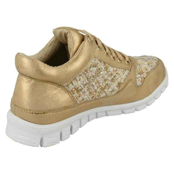 Ladies Waves Casual Lace Up Textile Trainers - F80101