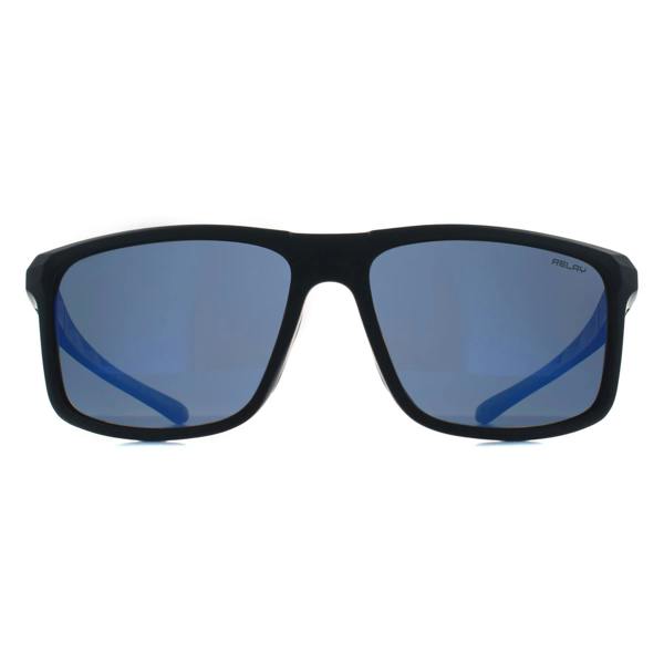 Relay Rectangle Unisex Matte Black and Blue Blue Revo Polarized Swiftline Sunglasses