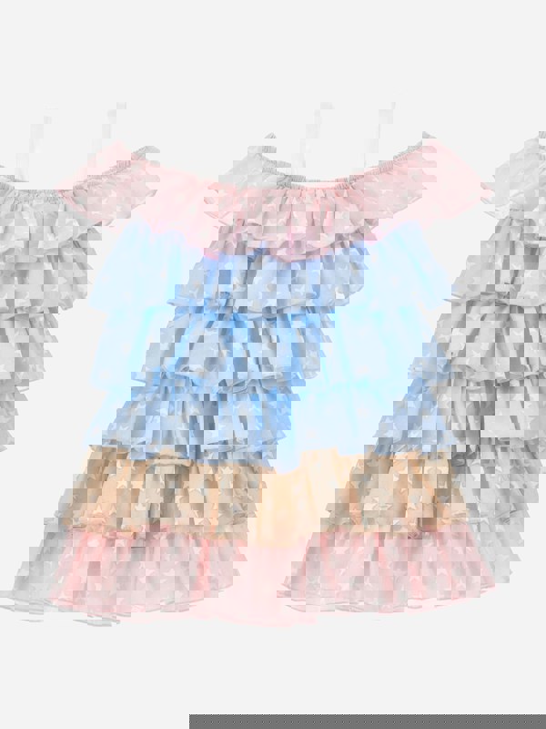 Monnalisa Girls Ruffle Sundress in Multicolour