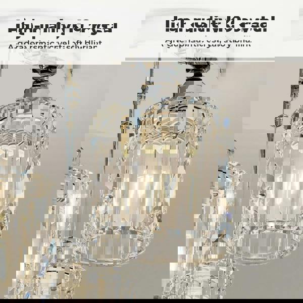 Emitto Crystal Ceiling Light 3 Light E27 Chandelier Semi Flush Mount Lamp Chrome