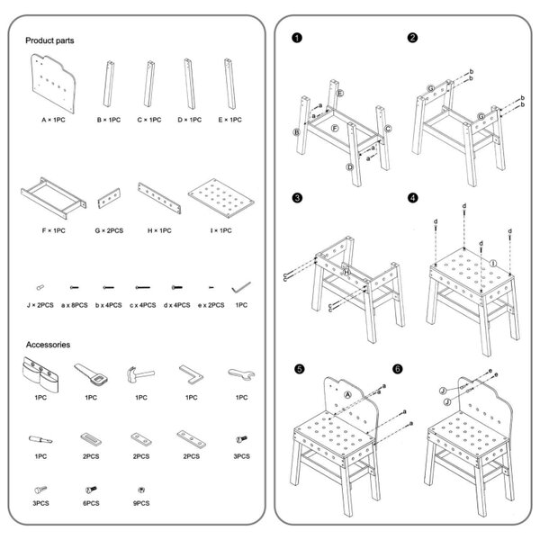 Dyzi My First Wooden Workbench Kids Pretend Play Tool Set