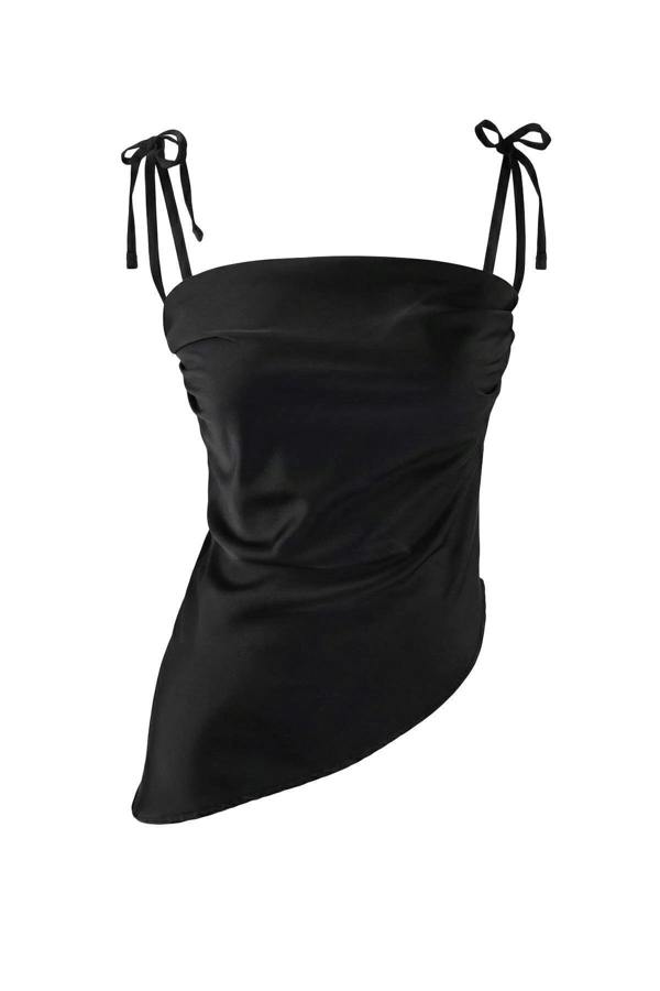 WOVCOR Strappy Asymmetrical Satin Party Blouse