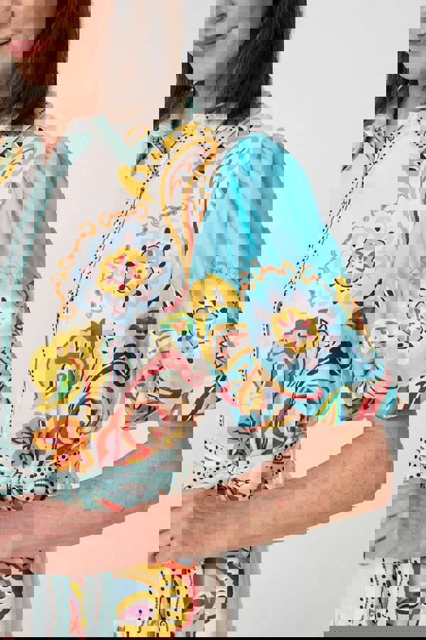 Beige | Abstract Border Tie Waist Midi Dress