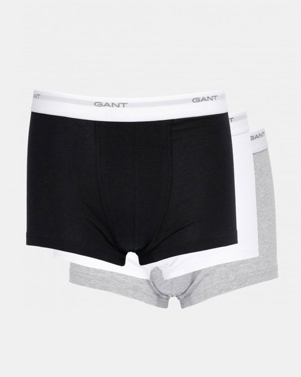 GANT 3-Pack Mens Core Trunks with Logo Waistband - 111 Black/White