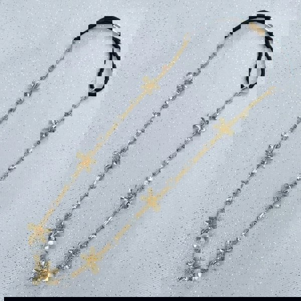 chain headband with pearls and elastic