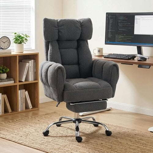 HOMCOM Criss Cross Office Chair with Flip-Up Armrests, Wide Seat
