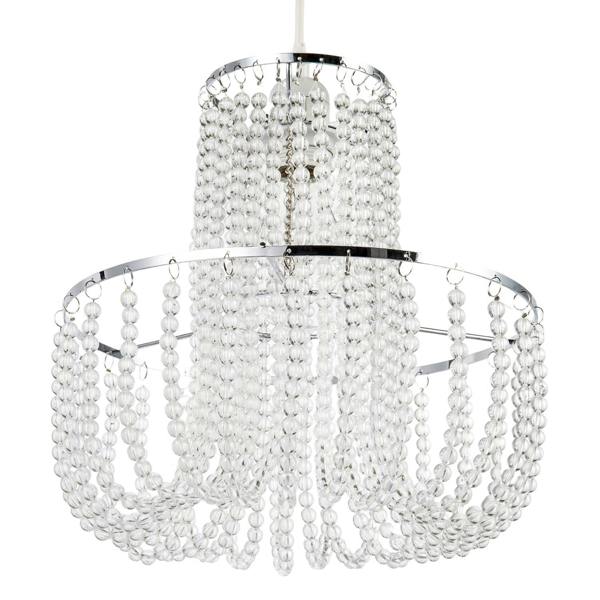 Striking Two Tier Chandelier Style Pendant Shade with Chrome Frame Image 4