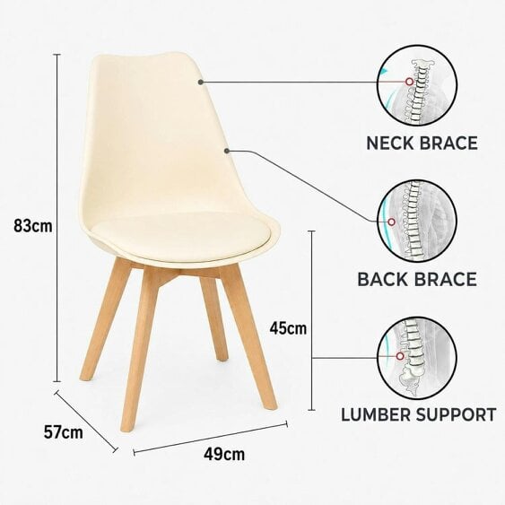Kosy Koala Modern Grey Dining Table Set With 4 Cream Plastic Chairs Dining Room Furniture