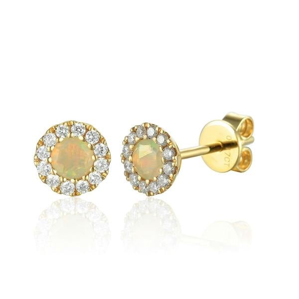 Sarah Layton Opal & Diamond Cluster Stud Earrings - 9ct Yellow Gold - NTE409OPD-9YG