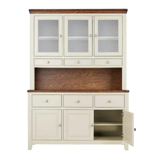Statement Furniture Queensbury Large Triple Dresser, Three Door Display Cabinet with Oak Top