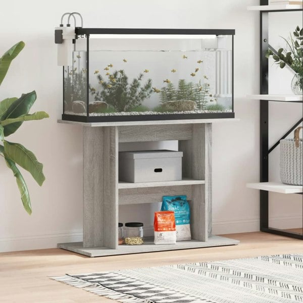 Berkfield Aquarium Stand Grey Sonoma 80x35x60 cm Engineered Wood