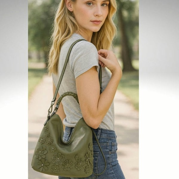 Love EMVY Flower Rope Slouch Shoulder / Top Handle Bag – Diamante Charm