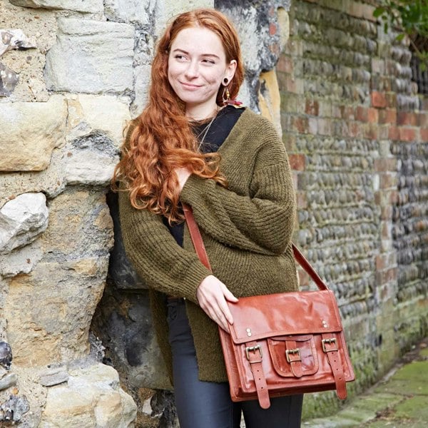 Paper High Brown Leather Satchel
