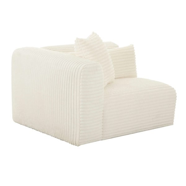 Furniture Edit Tarra Fluffy Oversized Cream Corduroy Modular LHF Corner Chair