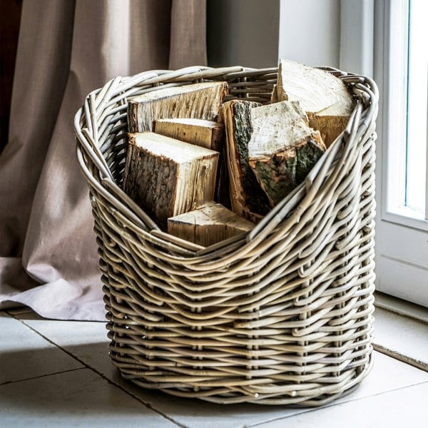 Ivyline Wicker Log Basket Round