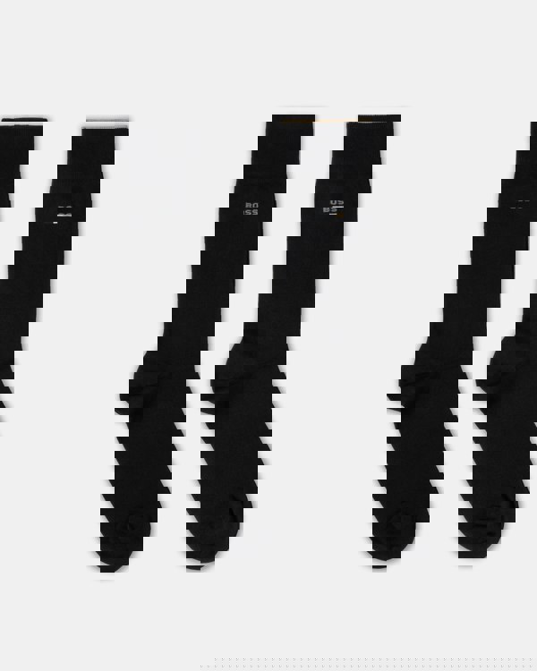 BOSS Orange Mens 2-Pack Iconic Logo Socks - Black 001 flat lay