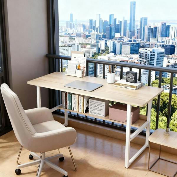 Havendro Home Office Computer Desk with Bookshelf Study Writing Workstation