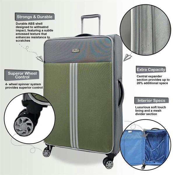 Eagle Luggage Lightweight Cabin 4 Wheel Soft Luggage Travel Bag
