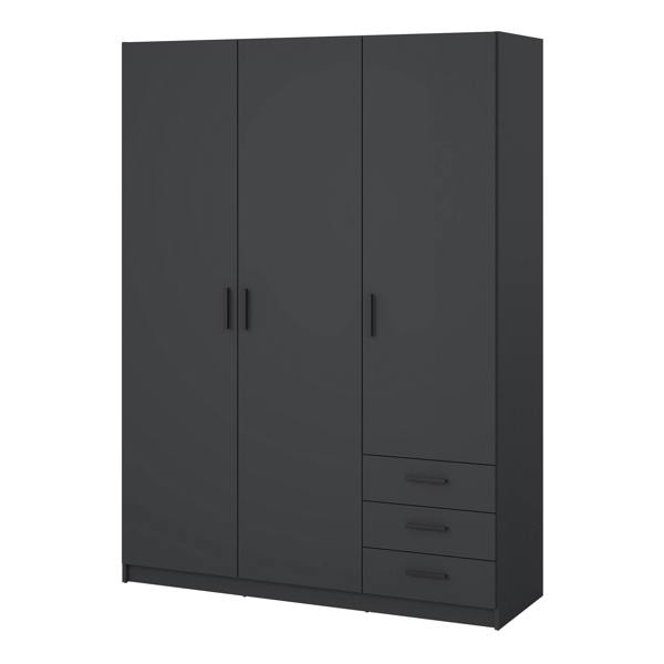 Furniture To Go Sprint Wardrobe with 3 Doors + 3 Drawers in Matt Grey