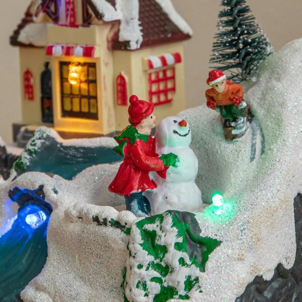 Samuel Alexander 14cm Animated Frosty’s Snow LED Village Scene Christmas Decoration
