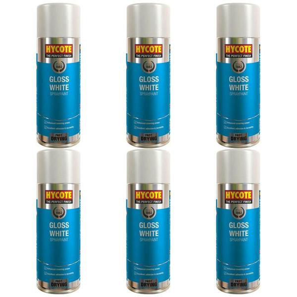 Hycote 6X Hycote Gloss White Spray Paint 400ml