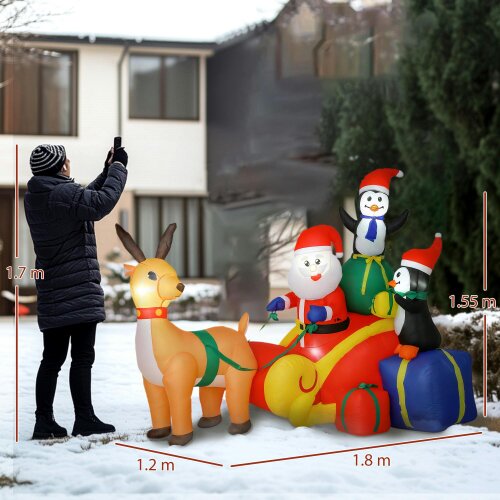 Outsunny Blow Up Outdoor Christmas Decoration with Built-in LED Lights