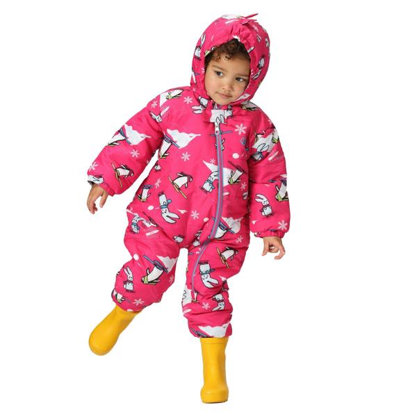 Dare 2B Baby Bambino II Snow Animals Waterproof Snowsuit - Pure Pink - 