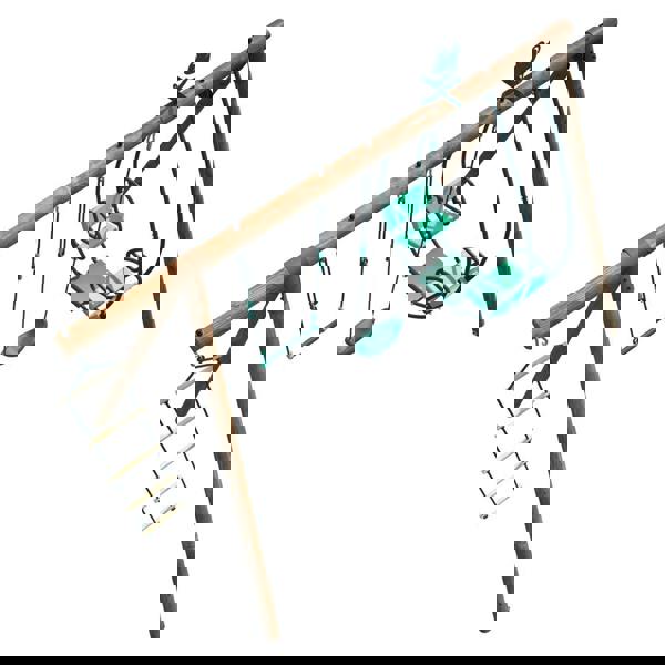 Soulet Juliet Triple Wooden Swing Set with Rope Ladder