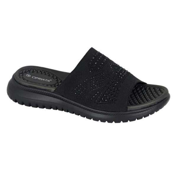 Cipriata Womens/Ladies Eliana Diamante Sliders - Black - 