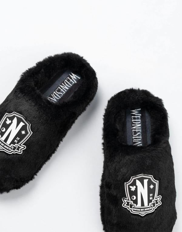 Wednesday Girls Black Logo Mule Slippers