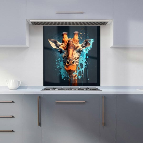 Warren Reed - Designer Blue Giraffe Face Splashart Kitchen Splashback