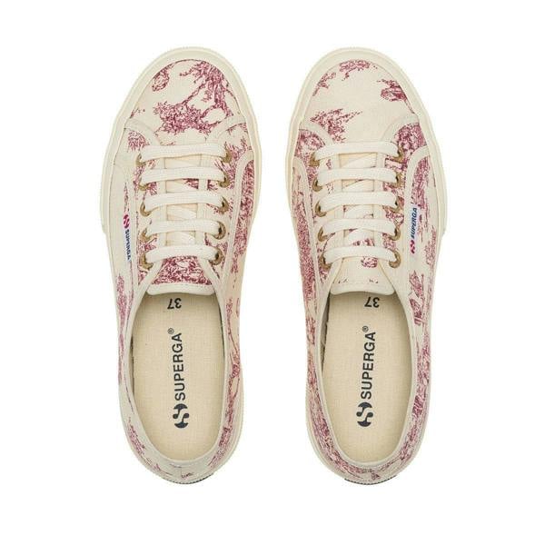 Superga Unisex Adult Toile De Jouy Trainers - Beige Natural/Red - 