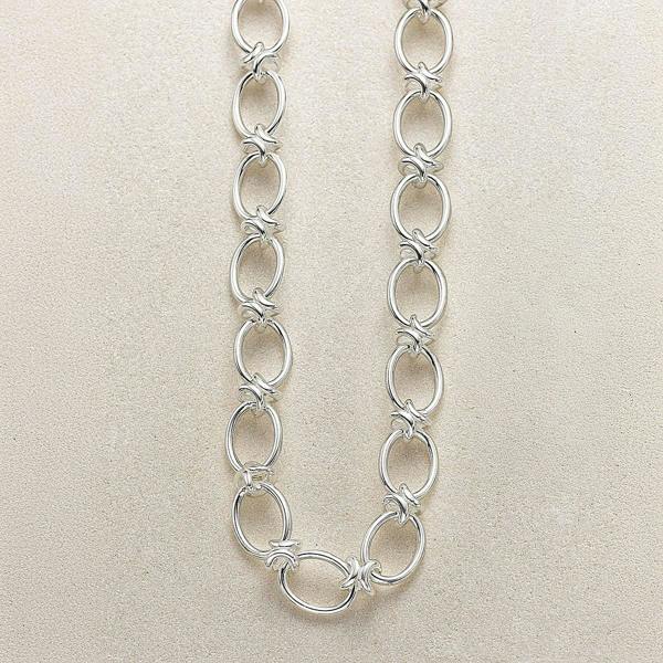Pia Sterling Silver Link Necklace, Sculptural Oval Link