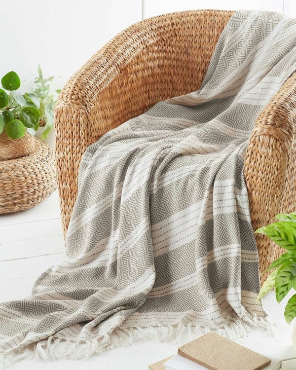 HomeSpace Direct Diamond Throw Made From Recycled Plastic Bottles