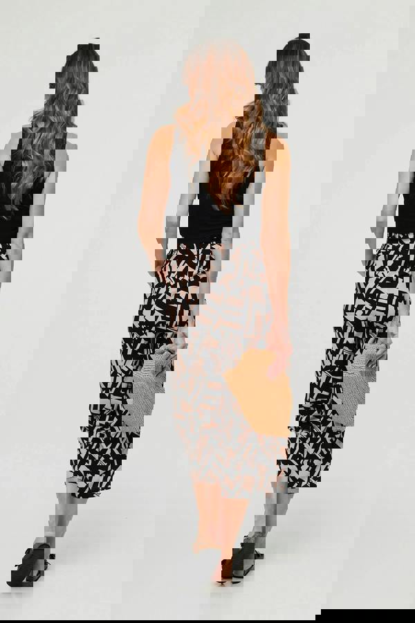 Black | Geo Print High Waist Cropped Trousers