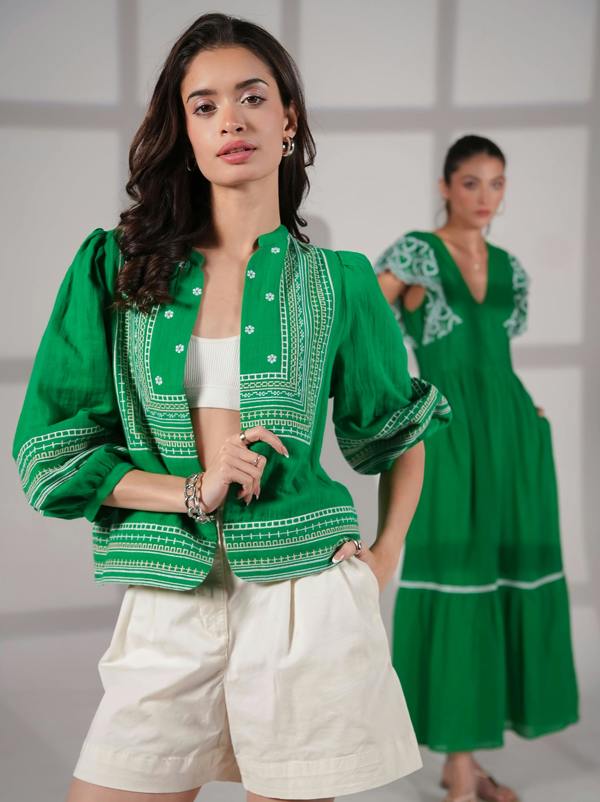 Rose & Nancy Florence Green Cotton Jacket
