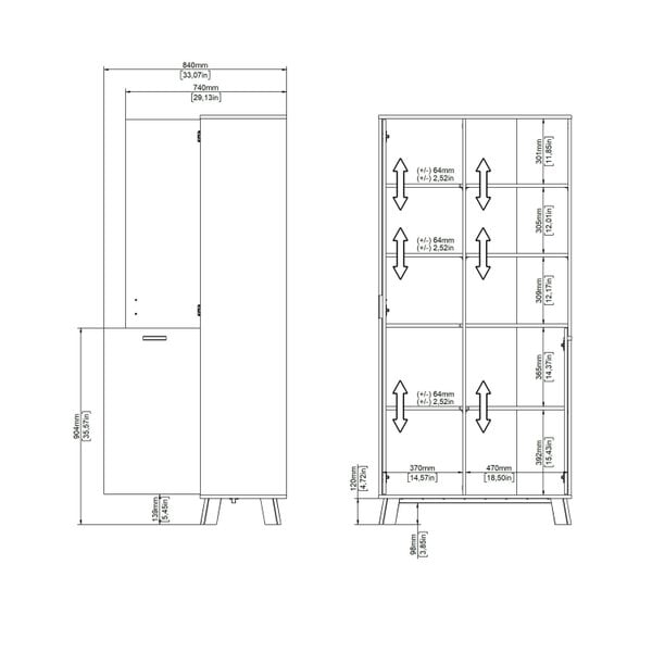 Wyld Haus Lira Jackson Hickory Oak Wood and White China Cabinet 2 Doors